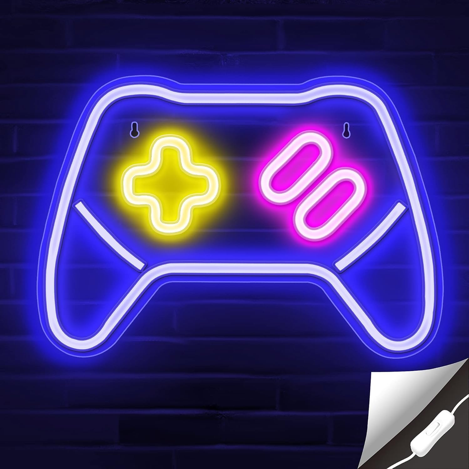 Game Controller Neon Signs – Gamepad/Game Remote Neon Sign for Video/Pc Gamer, Teen Boys' Gift - Game Zone LED Signs for Wall, Bedroom, Game Room Decor - Cool Gaming Console Neon Light