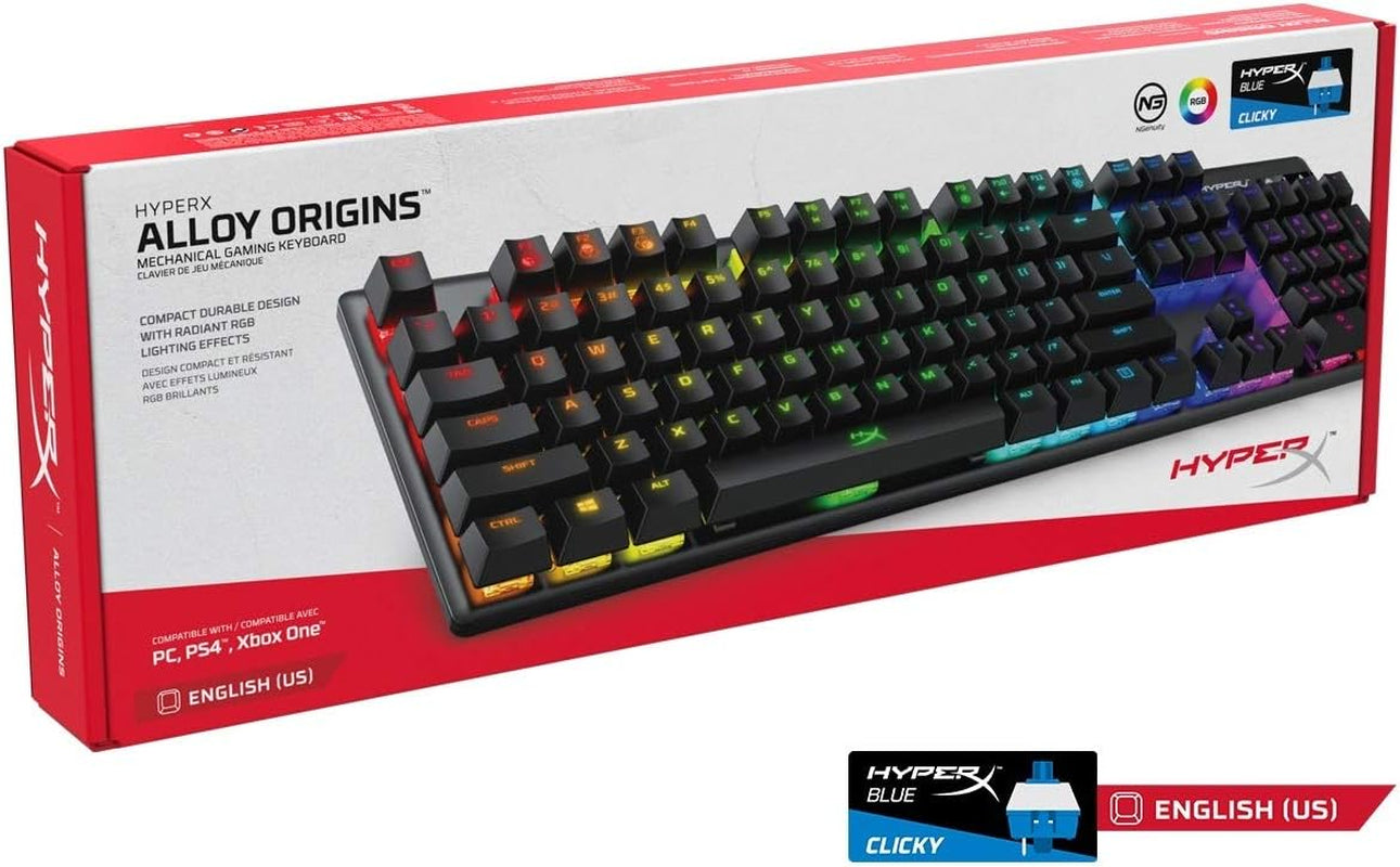 Alloy Origins - Mechanical Gaming Keyboard, Software-Controlled Light & Macro Customization, Compact Form Factor, RGB LED Backlit - Clicky  Blue Switch,