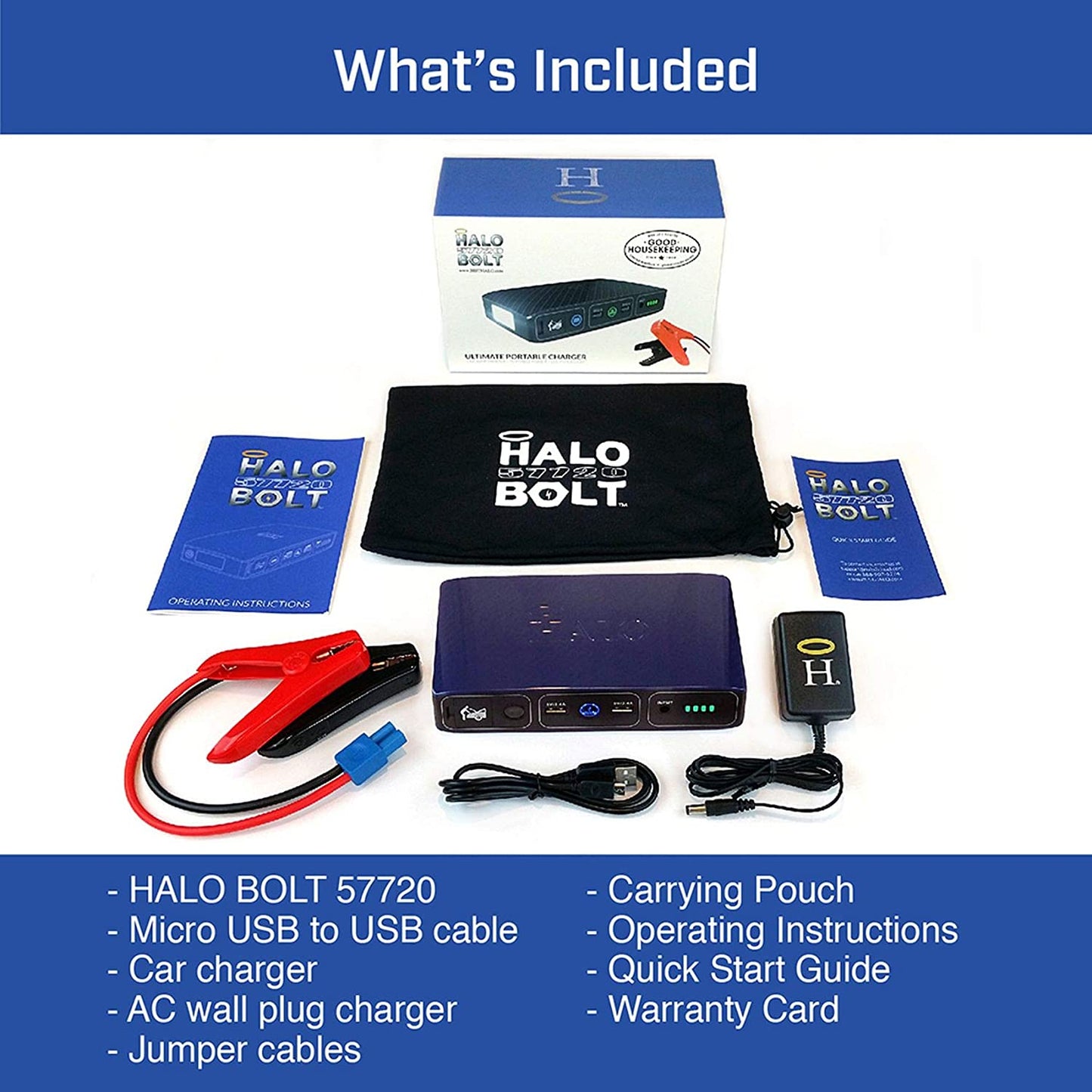 Bolt Portable Car Jump Starter with 2 USB Ports to Charge Devices