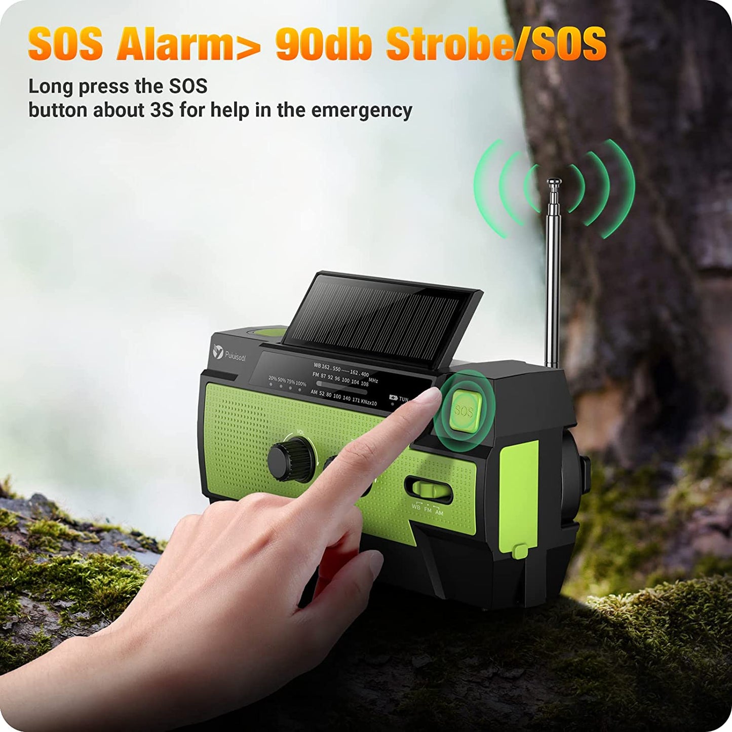 Emergency-Radio, 4000Mah Weather Radios with Hand Crank & Solar Charging multi function 