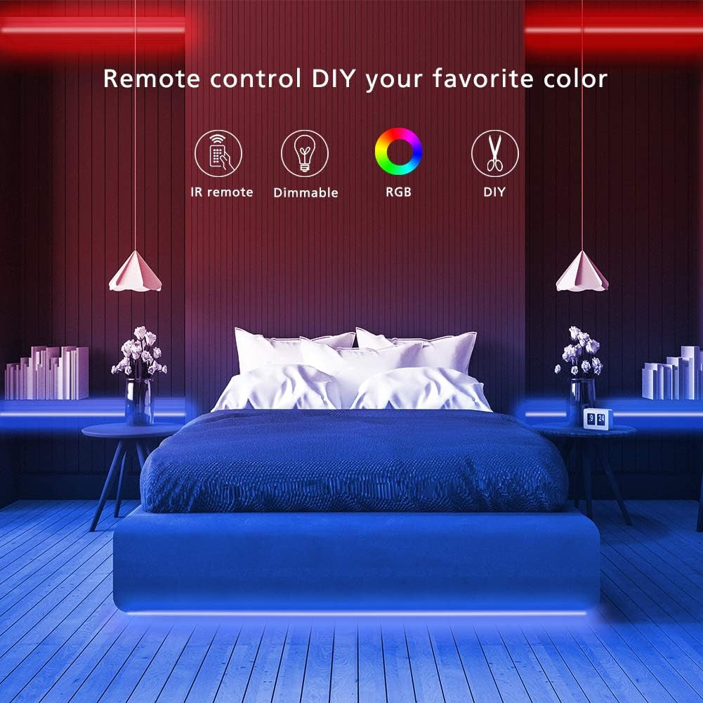 LED Strip Lights 32.8Ft, Led Strip Light for TV, Bedroom, Kitchen, Desk, Color Changing Led Strip with 24 Keys Remote