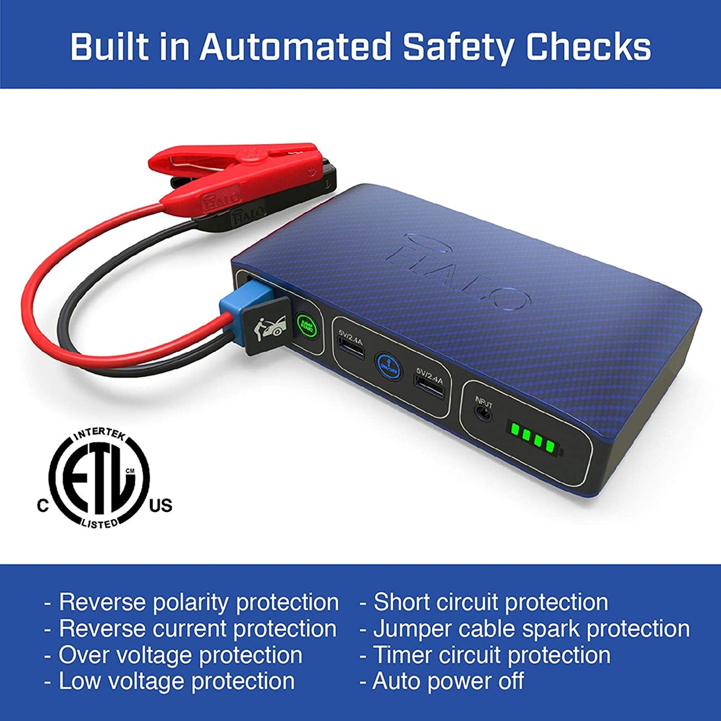 Bolt Portable Car Jump Starter with 2 USB Ports to Charge Devices